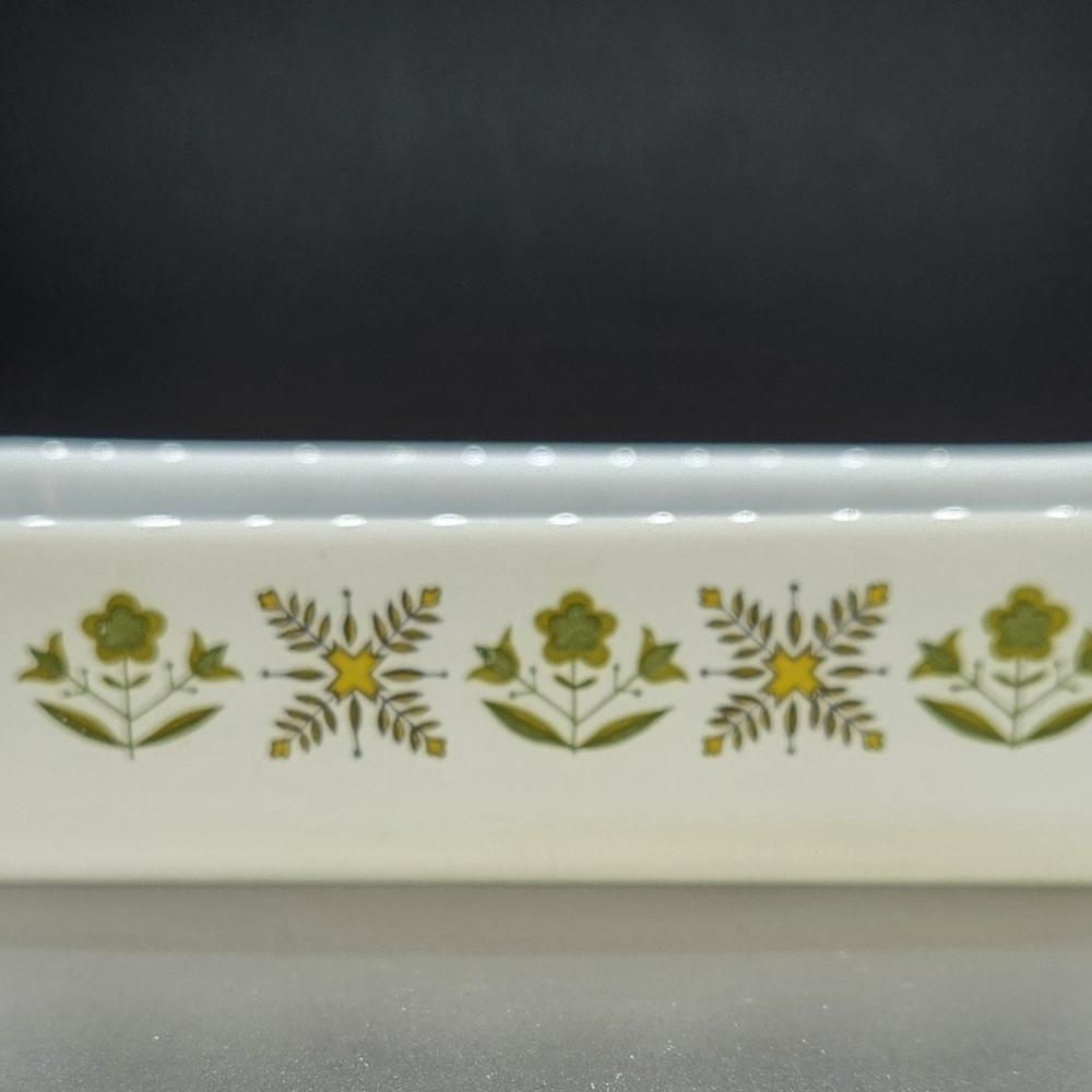 Anchor Hocking Fire King casserole dish in the Meadow Green pattern 1.5 QT